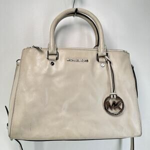 MICHAEL KORS Crossbody Handbag Sutton Bone Smooth Leather Satchel Purse